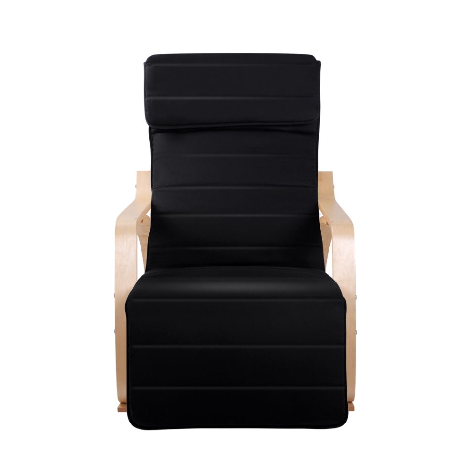 Artiss Rocking Armchair Footrest Nursing Black Afton - Image 3