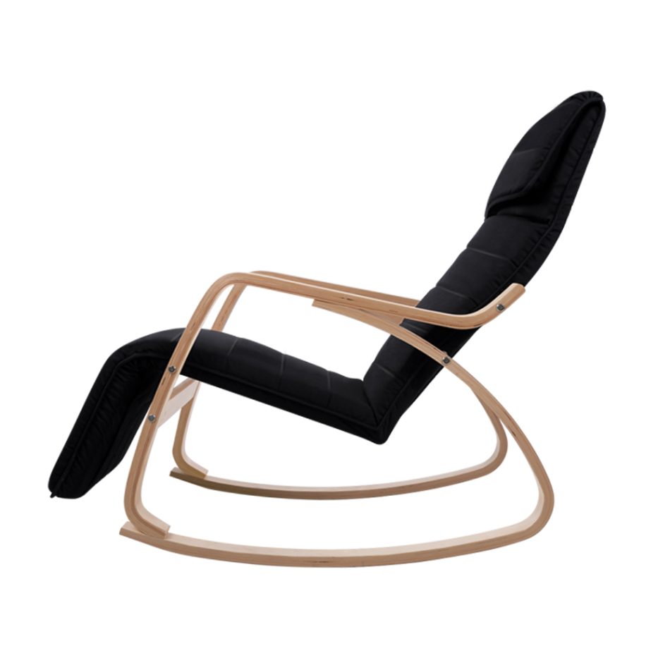 Artiss Rocking Armchair Footrest Nursing Black Afton - Image 4