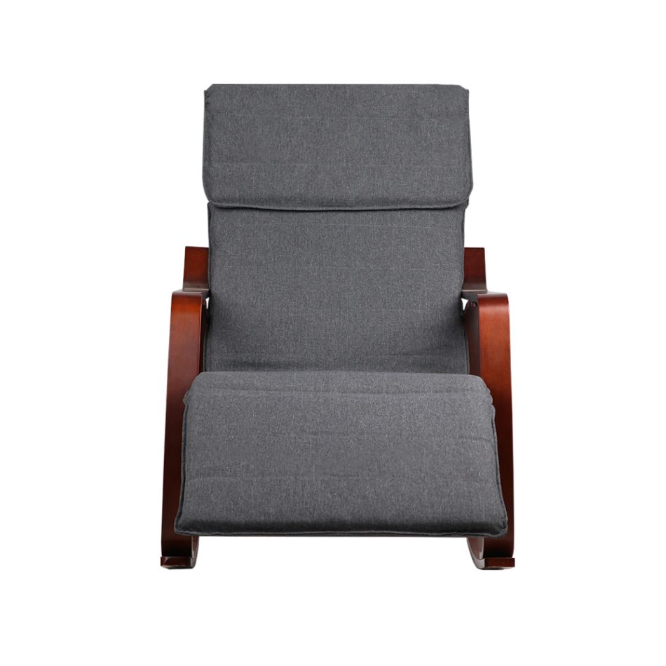 Artiss Rocking Armchair Footrest Nursing Charcoal Afton - Image 3