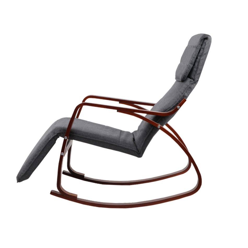 Artiss Rocking Armchair Footrest Nursing Charcoal Afton - Image 4