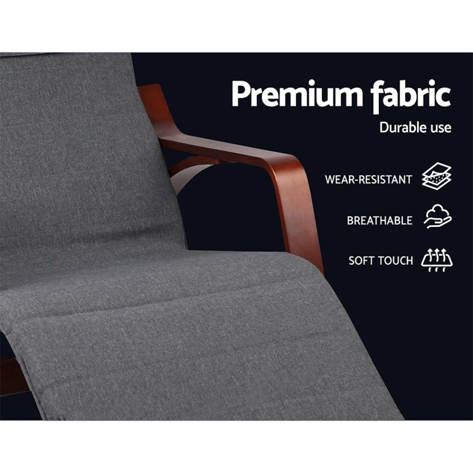 Artiss Rocking Armchair Footrest Nursing Charcoal Afton - Image 6