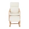 Artiss Rocking Armchair Footstool Bentwood Beige - Image 3