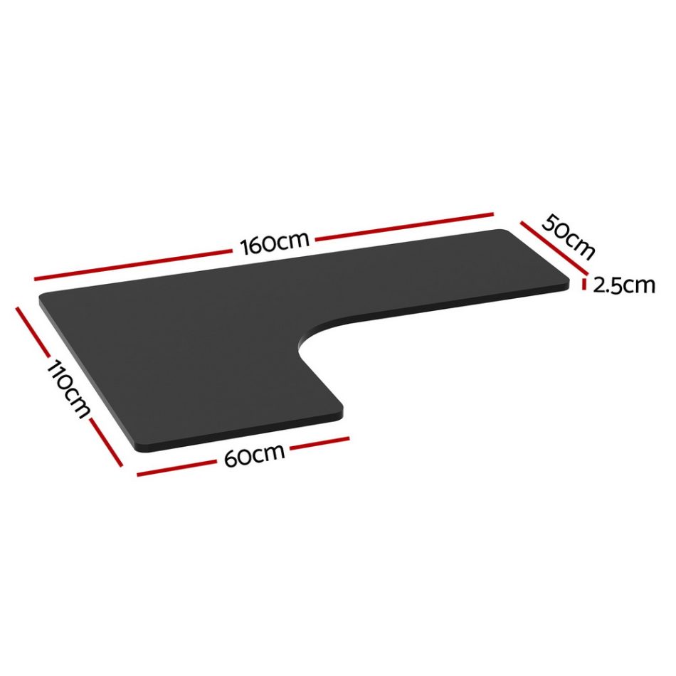 Artiss Standing Desk Top L-shape Black 160CM - Image 2