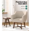 Artiss Fabric Tub Lounge Armchair - Beige - Image 5