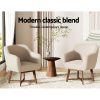 Artiss Fabric Tub Lounge Armchair - Beige - Image 6