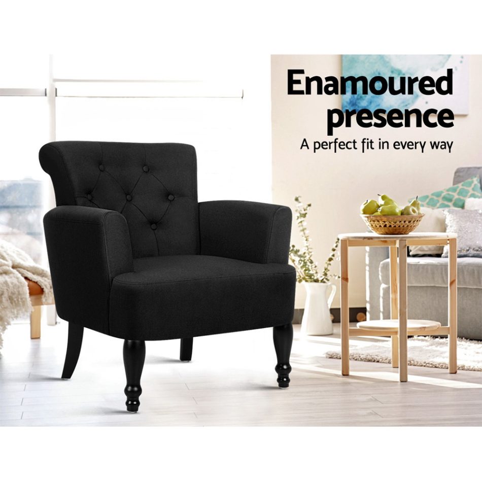 Artiss Armchair Wingback Charcoal Lothair - Image 5