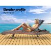 Gardeon Sun Lounge Wicker Lounger Outdoor Furniture Beach Armchair Adjustable Grey&Beige - Image 3
