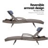 Gardeon Sun Lounge Wicker Lounger Outdoor Furniture Beach Armchair Adjustable Grey&Beige - Image 6