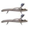 Gardeon 2x Sun Lounge Wicker Lounger Outdoor Furniture Beach Armchair Adjustable Grey&Beige - Image 3