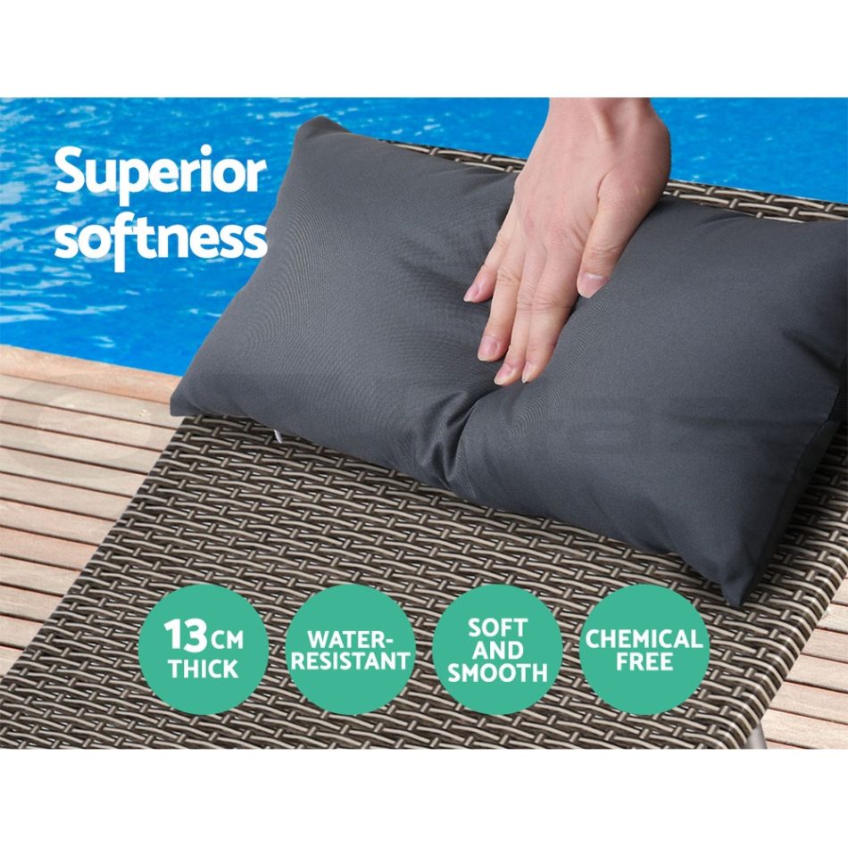 Gardeon 2x Sun Lounge Wicker Lounger Outdoor Furniture Beach Armchair Adjustable Grey&Beige - Image 5