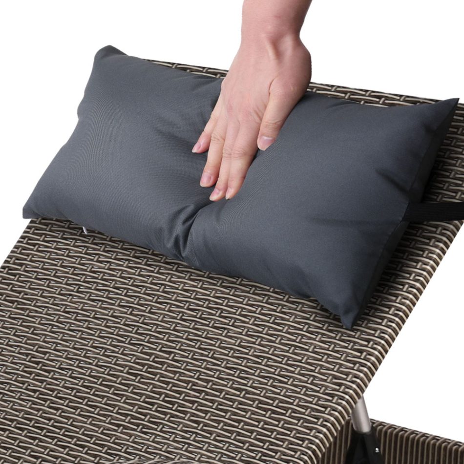 Gardeon 2x Sun Lounge Wicker Lounger Outdoor Furniture Beach Armchair Adjustable Grey&Beige - Image 7