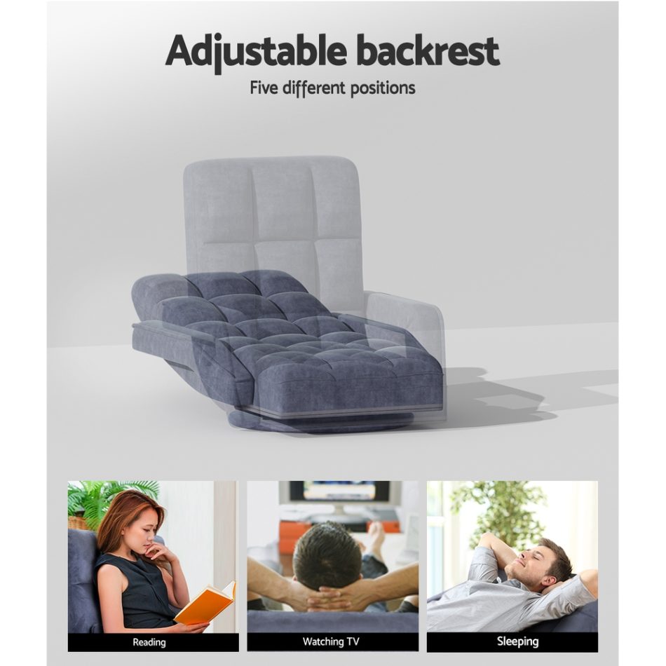 Artiss Floor Lounge Sofa Bed Swivel Charcoal - Image 5