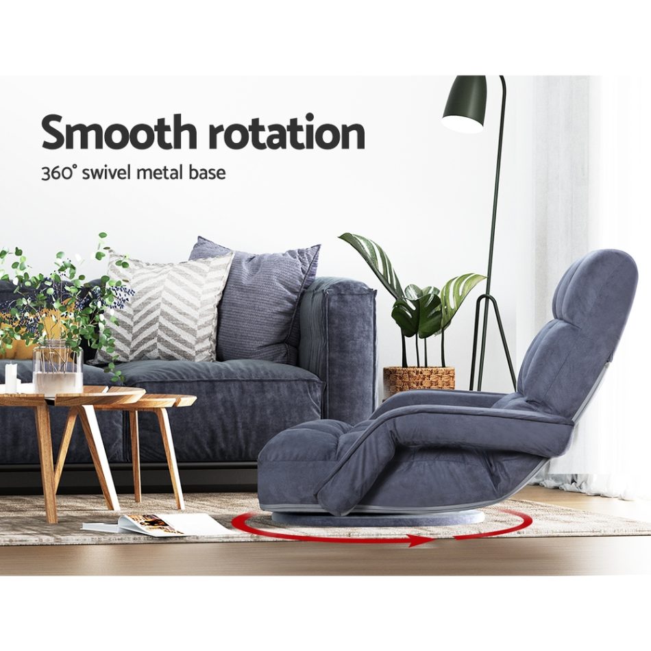 Artiss Floor Lounge Sofa Bed Swivel Charcoal - Image 6