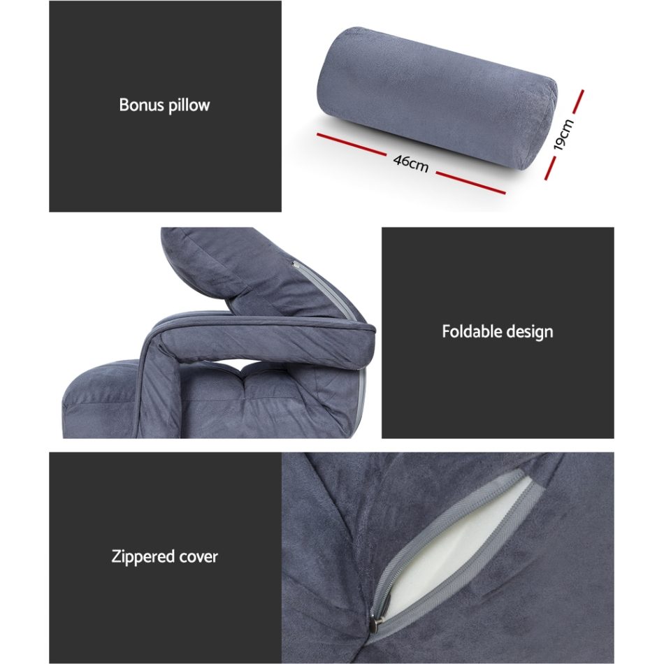 Artiss Floor Lounge Sofa Bed Swivel Charcoal - Image 7