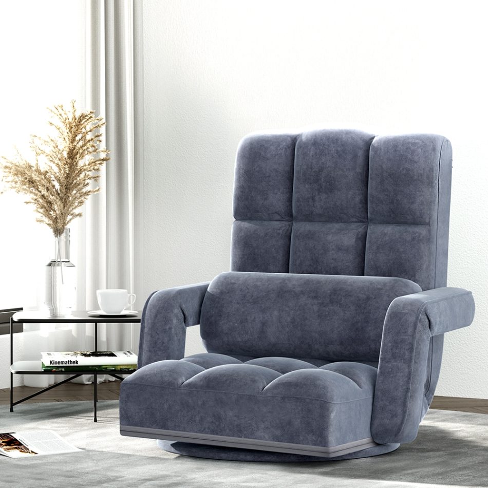 Artiss Floor Lounge Sofa Bed Swivel Charcoal - Image 8
