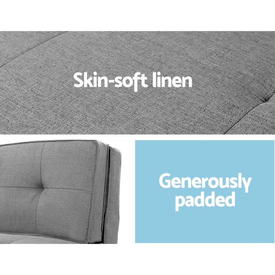 Artiss Floor Lounge Single Sofa Bed Grey Fabric - Image 5