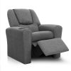 Keezi Kids Recliner Chair Linen Soft Sofa Lounge Couch Children Armchair Grey - Image 3