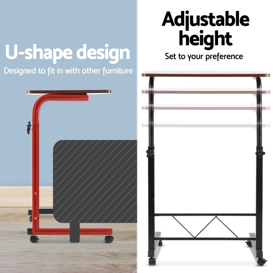 Artiss Laptop Desk Table Adjustable 60CM Dark Wood - Image 3