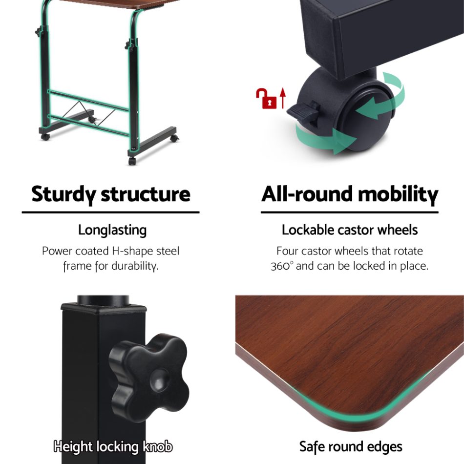 Artiss Laptop Desk Table Adjustable 60CM Dark Wood - Image 4