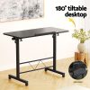 Artiss Laptop Desk Table Height Adjustable Wooden Bed Side Tables 80CM Black - Image 4