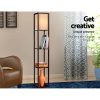 Artiss Floor Lamp 3 Tier Shelf Storage LED Light Stand Home Room Vintage Brown - Image 3