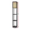 Artiss Floor Lamp 3 Tier Shelf Storage LED Light Stand Home Room Pattern Black - Image 2