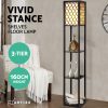 Artiss Floor Lamp 3 Tier Shelf Storage LED Light Stand Home Room Pattern Black - Image 3