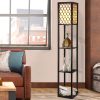 Artiss Floor Lamp 3 Tier Shelf Storage LED Light Stand Home Room Pattern Black - Image 7