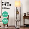 Artiss Floor Lamp 3 Tier Shelf Storage LED Light Stand Home Room Vintage White - Image 3