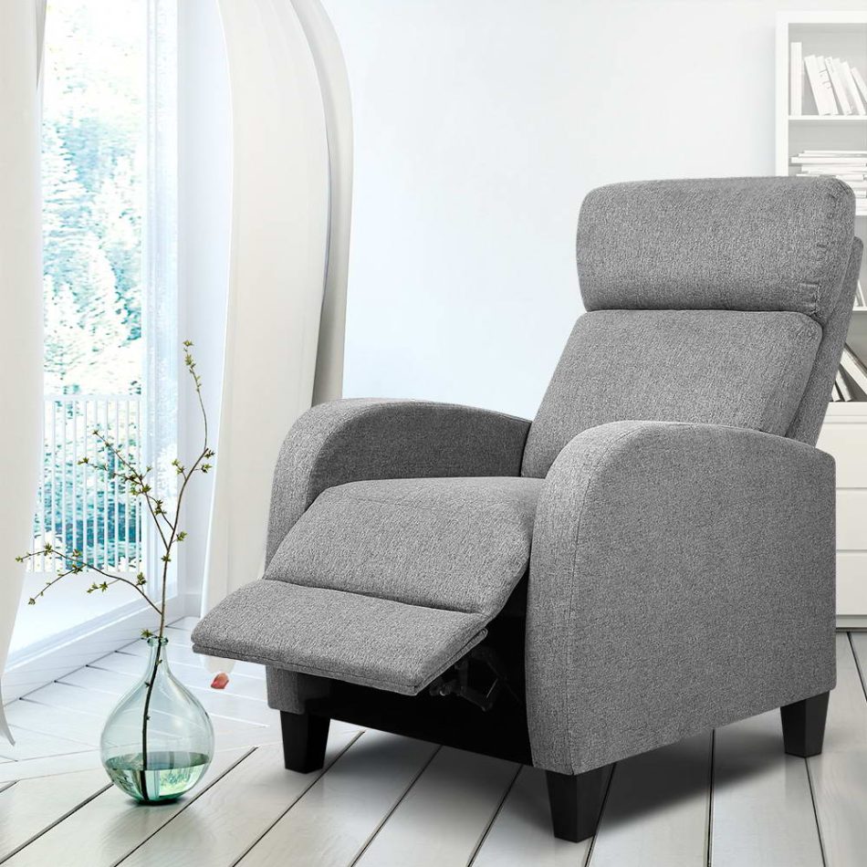 Artiss Fabric Reclining Armchair - Grey - Image 8