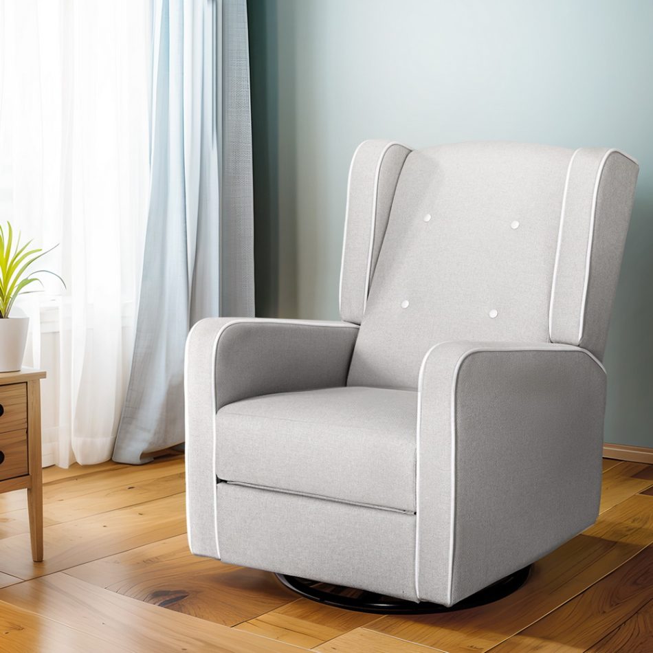 Artiss Recliner Armchair 360ï¿½ Swivel Grey Fabric - Image 7