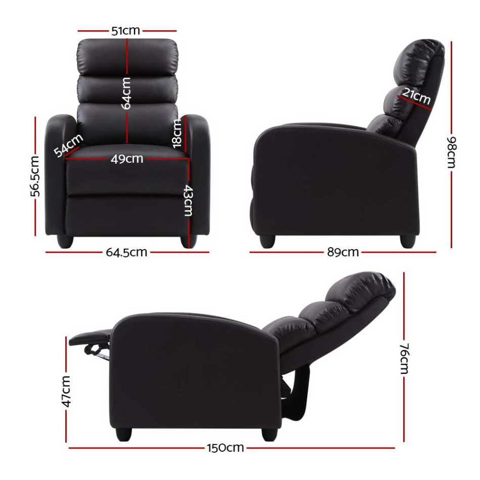 Artiss Recliner Armchair Brown Faux Leather Bolivia - Image 2