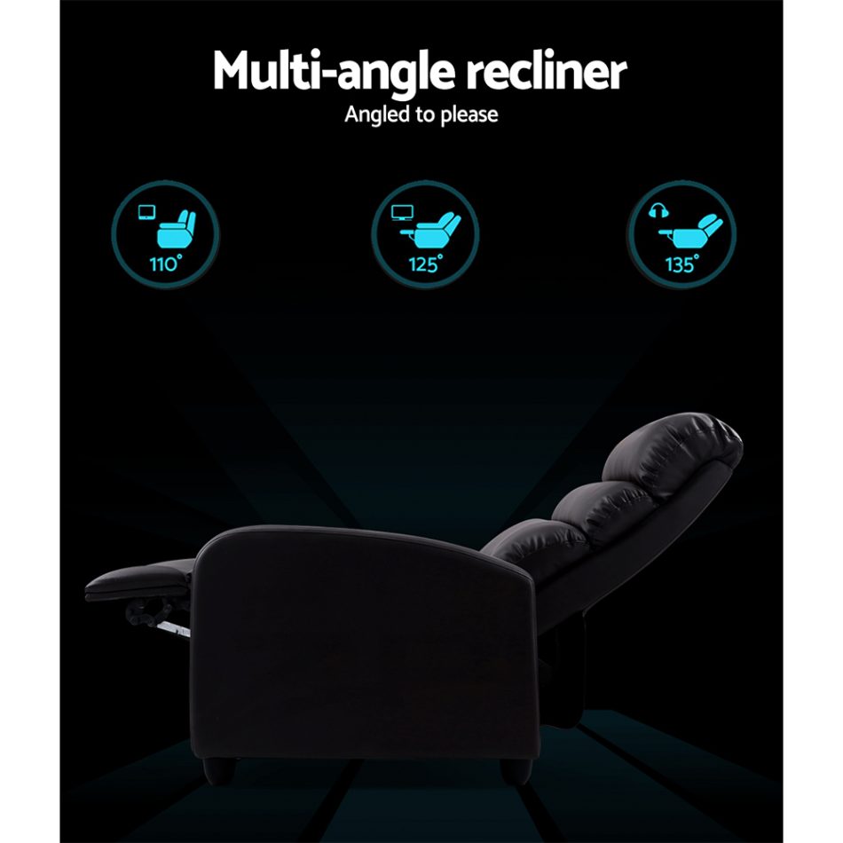 Artiss Recliner Armchair Brown Faux Leather Bolivia - Image 4