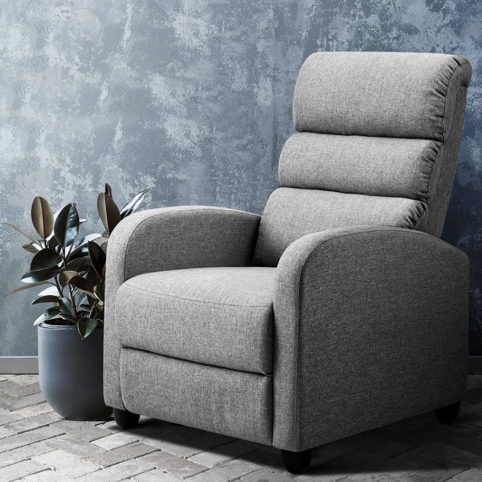 Artiss Recliner Armchair Grey Fabric Bolivia - Image 7