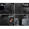 Artiss Recliner Chair Adjustable Sofa Lounge Soft Suede Armchair Couch Charcoal - Image 6