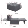 Artiss Sofa Bed Ottoman Pillow Folding Linen Grey Siyi - Image 2