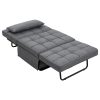 Artiss Sofa Bed Ottoman Pillow Folding Linen Grey Siyi - Image 3