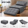 Artiss Sofa Bed Ottoman Pillow Folding Linen Grey Siyi - Image 4