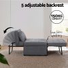 Artiss Sofa Bed Ottoman Pillow Folding Linen Grey Siyi - Image 5