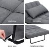 Artiss Sofa Bed Ottoman Pillow Folding Linen Grey Siyi - Image 6