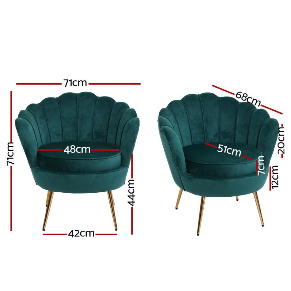 Artiss Armchair Velvet Green Callista - Image 2