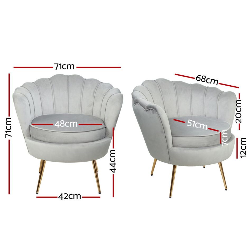Artiss Armchair Velvet Grey Callista - Image 2
