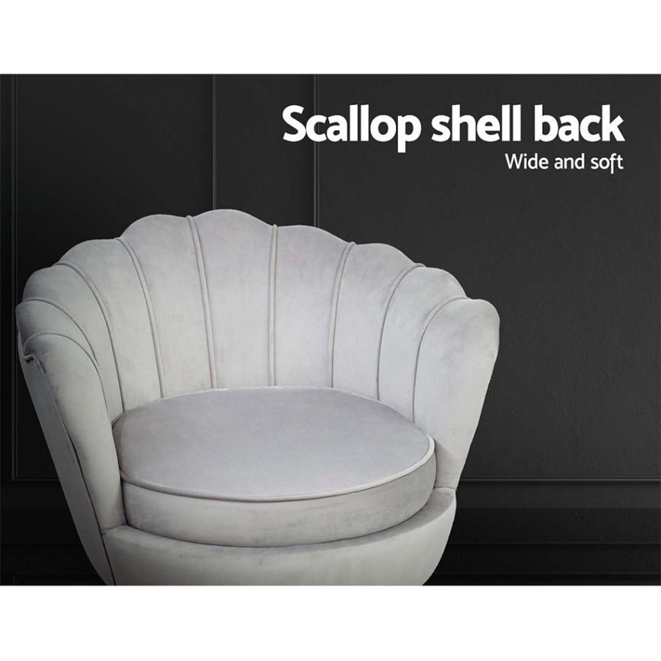 Artiss Armchair Velvet Grey Callista - Image 5