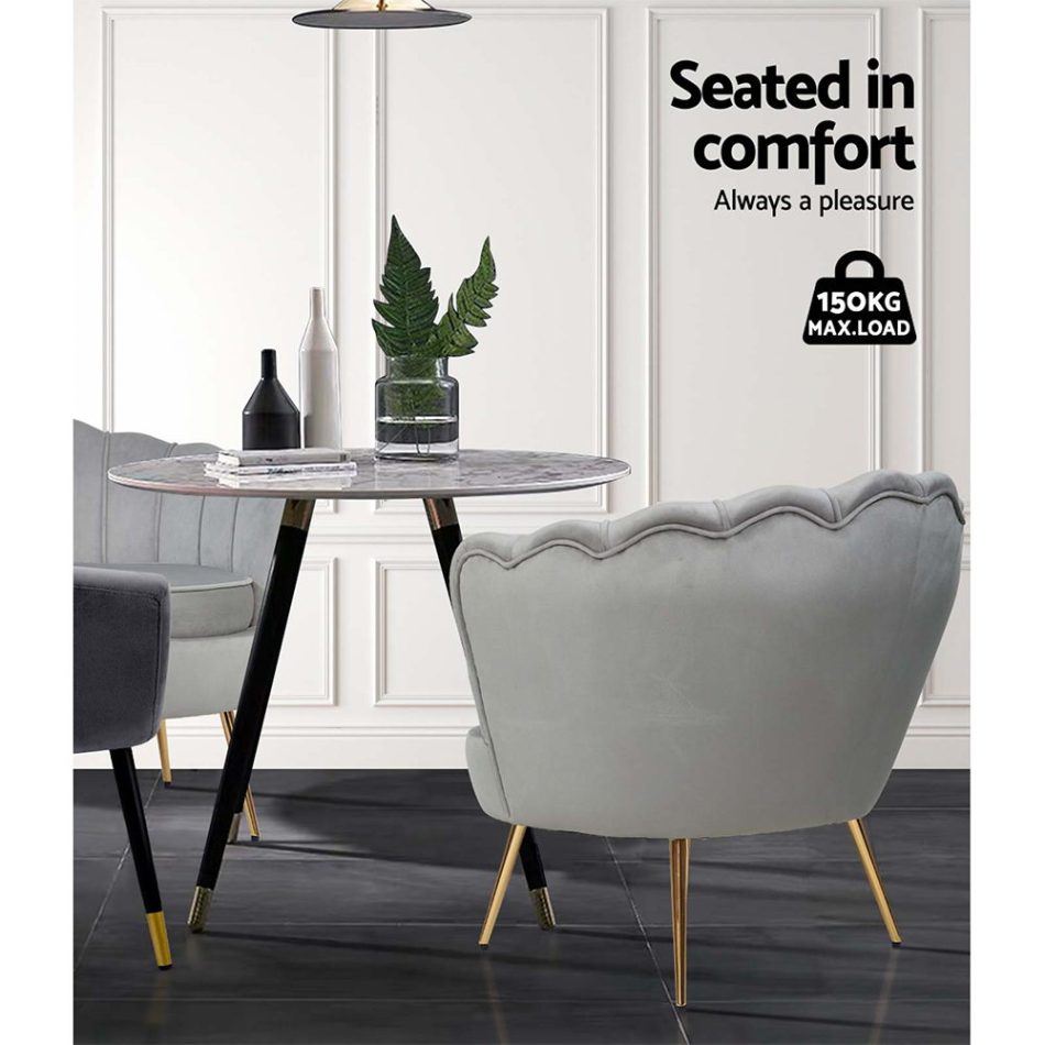 Artiss Armchair Velvet Grey Callista - Image 7