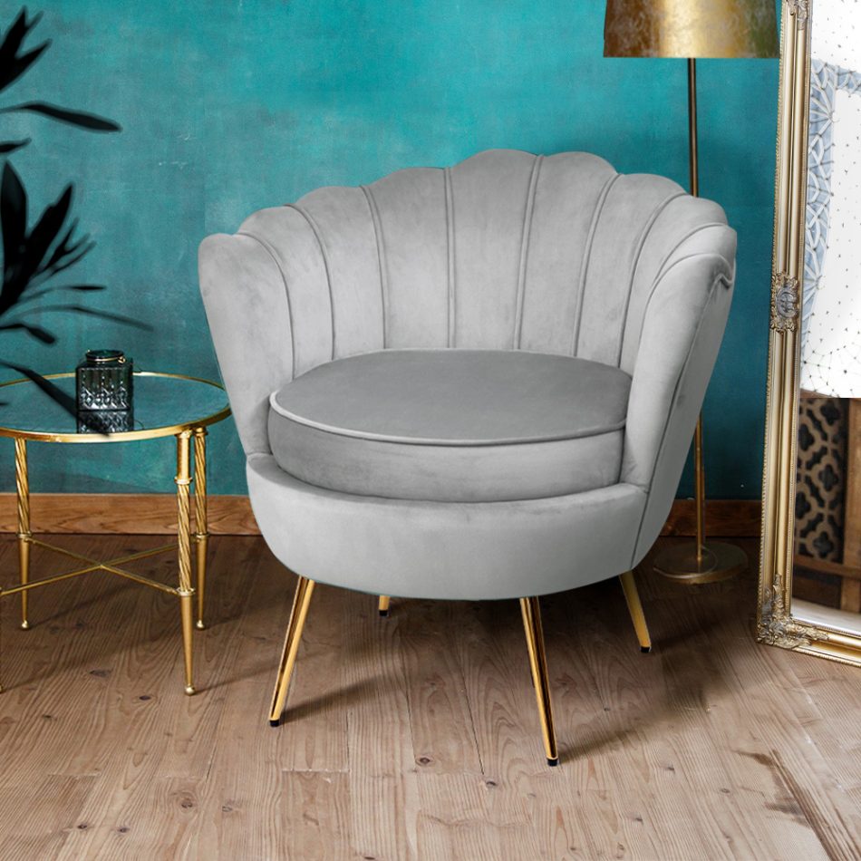 Artiss Armchair Velvet Grey Callista - Image 8