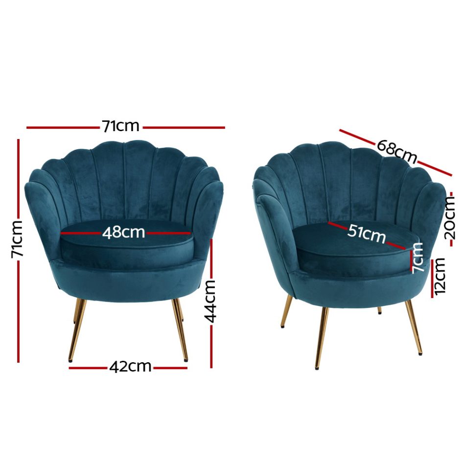 Artiss Armchair Velvet Blue Callista - Image 2