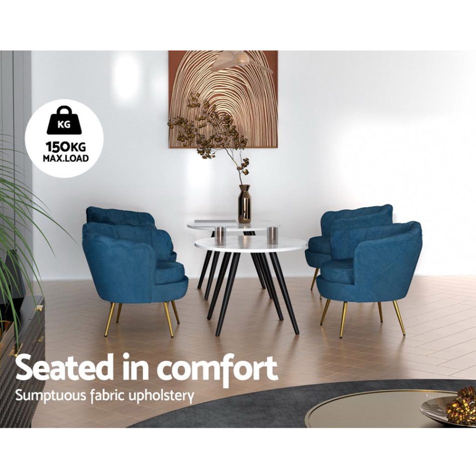 Artiss Armchair Velvet Blue Callista - Image 7