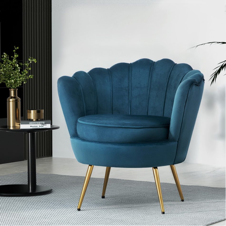 Artiss Armchair Velvet Blue Callista - Image 8