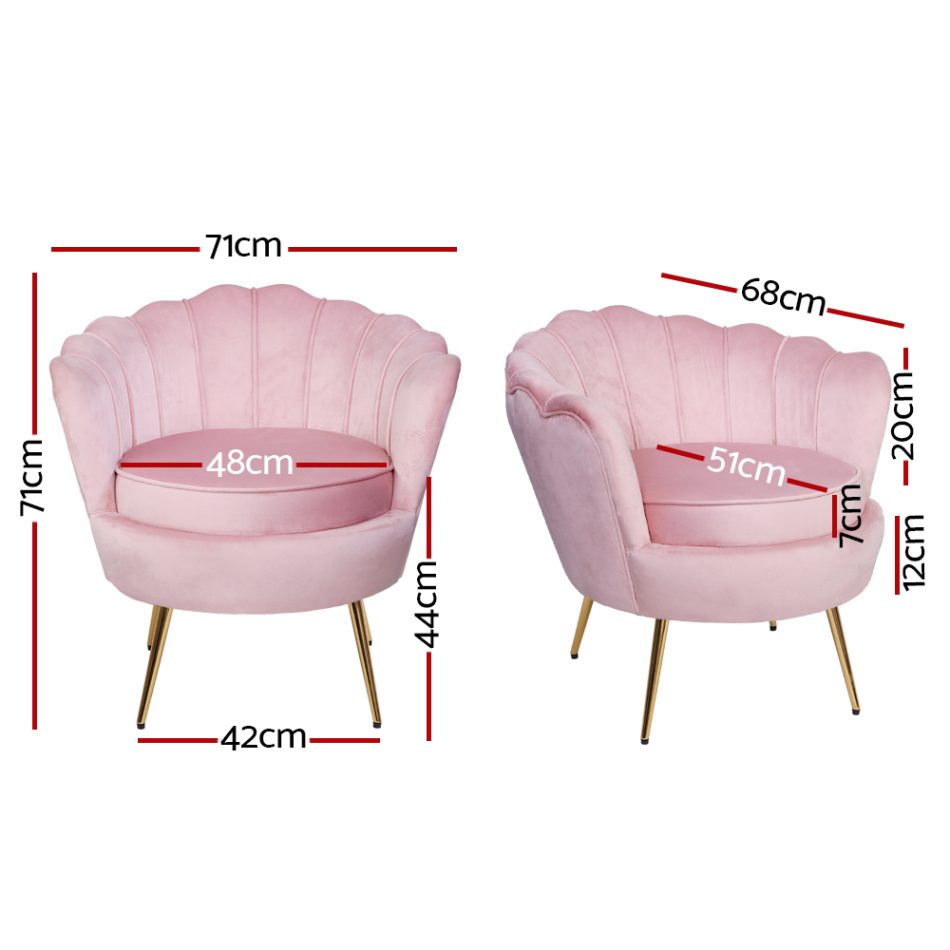 Artiss Armchair Velvet Pink Callista - Image 2