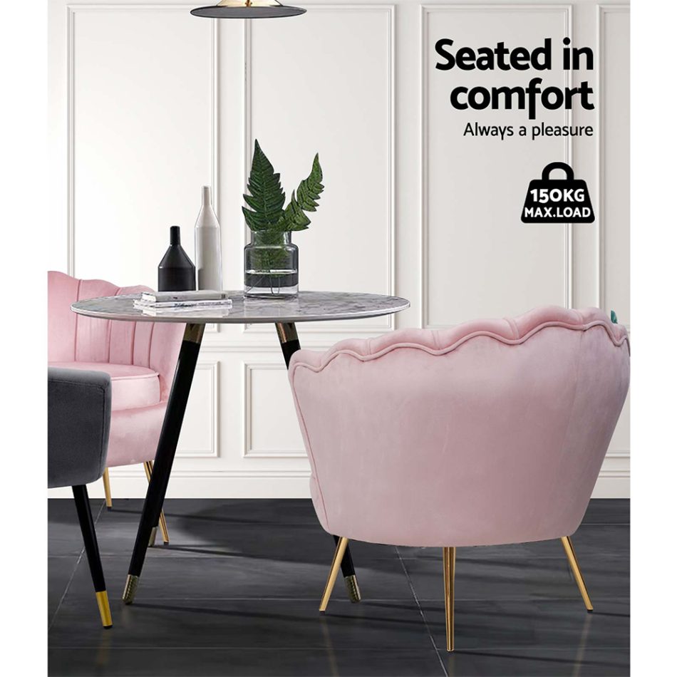 Artiss Armchair Velvet Pink Callista - Image 7